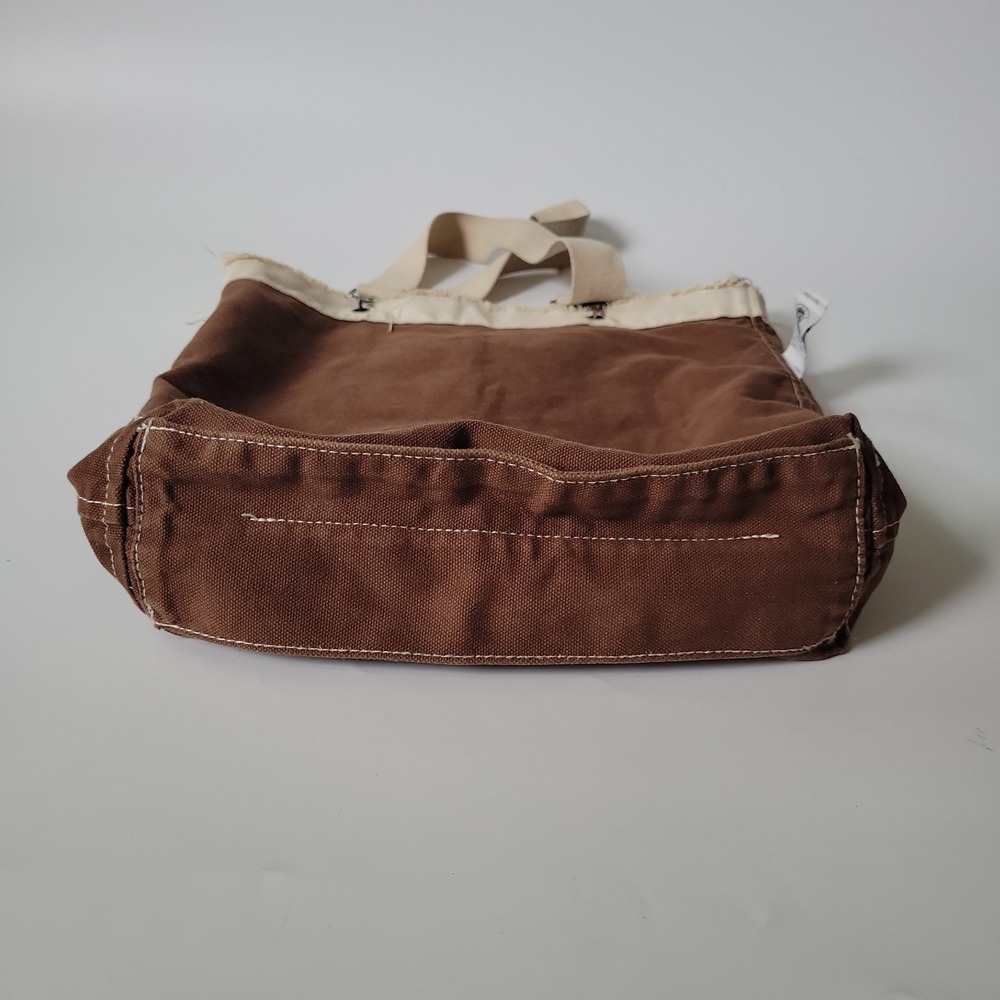 Authentic Pigment Canvas Shopper Tote Brown Seattle Public Market Graphic Vegan - Picture 7 of 15